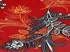 Printed Crepe Red White Flowers