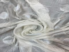 Dyeable Burberry Net Zari White Floral Motifs