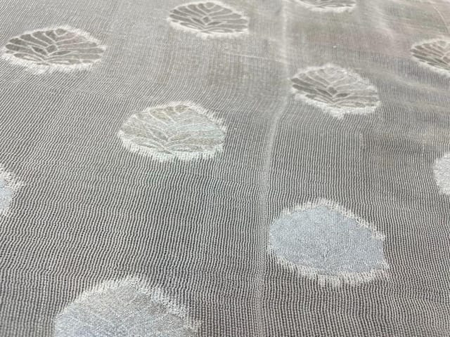 Dyeable Burberry Net Zari White Floral Motifs
