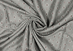 Cotton Light Grey Red Floral Print