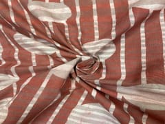 Cotton Cambric Dabbu Rust Brown Stripes Print