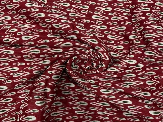 Maroon Abstract Chiffon Fabric