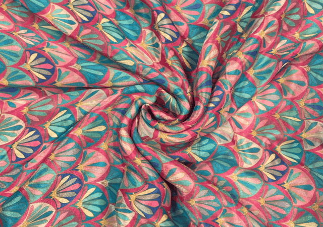 MultiColour Abstract Floral Printed Chiffon Fabric