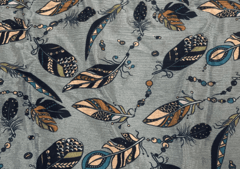 Sapphire Blue Leaves Printed Chiffon Fabric