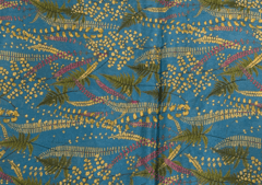 Teal Blue Floral Printed Chiffon Fabric