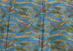 Teal Blue Floral Printed Chiffon Fabric