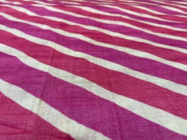 Pure Tussar Silk Pink White Stripes