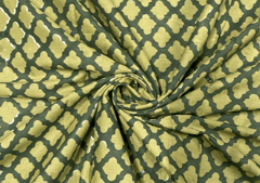 Printed Cotton Cambric Green Yellow Flowers