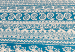 Printed Cotton Cambric Blue White Abstract