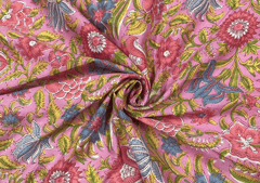 Printed Cotton Cambric Pink MultiColour Floral