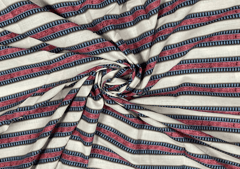 Cotton Cambric Ivory MultiColour Stripes