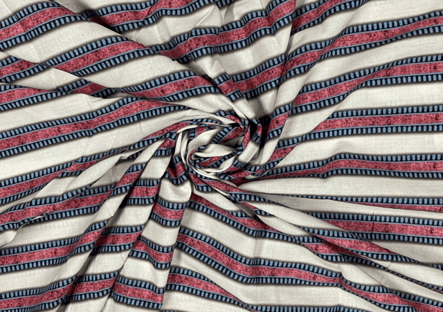 Cotton Cambric Ivory MultiColour Stripes