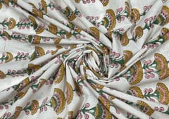 Printed Cotton Cambric White Yellow Floral 1