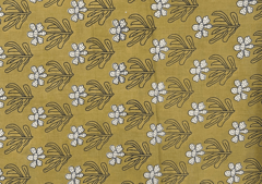 Printed Cotton Cambric Mustard White Flowers