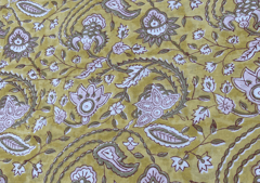Printed Cotton Cambric Light Yellow White Floral