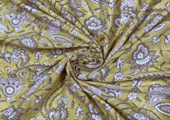 Printed Cotton Cambric Light Yellow White Floral