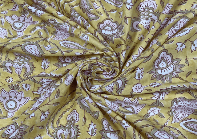 Printed Cotton Cambric Light Yellow White Floral