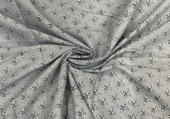Printed Cotton Cambric Grey White Flowers