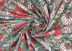 Printed Cotton Cambric Light Grey MultiColour Floral