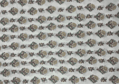 Printed Cotton Cambric White Yellow Flowers