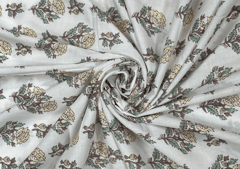 Printed Cotton Cambric White Yellow Flowers
