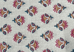 Printed Cotton Cambric Light Beige MultiColour Flowers