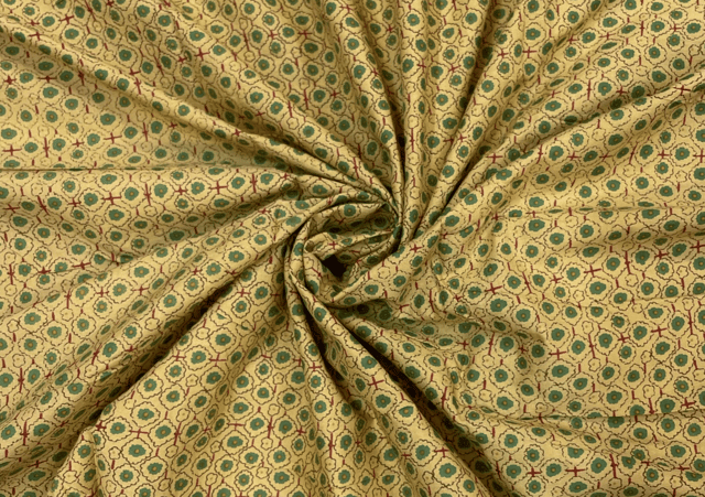 Printed Cotton Cambric Yellow Green Flowers