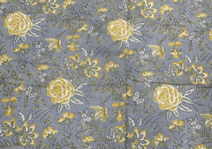 Printed Cotton Cambric Grey Yellow Floral
