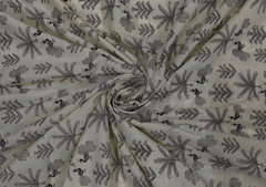 Printed Cotton Cambric Cream Black Floral