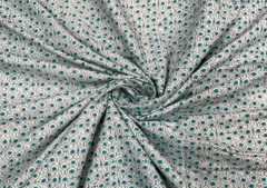 Printed Cotton Cambric White Green Flowers