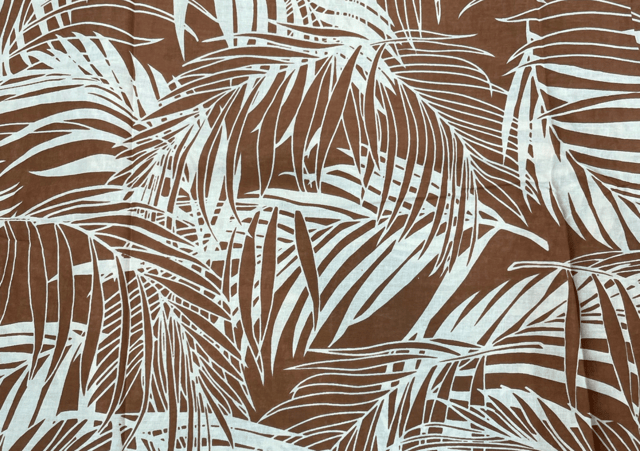 Printed Cotton Cambric Brown White Abstract