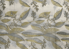 Printed Cotton Cambric Cream Green Leaves