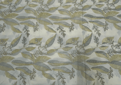 Printed Cotton Cambric Cream Green Leaves