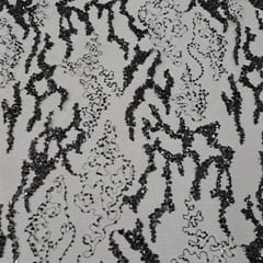 Black Colour Net Embroidered Fabric