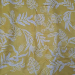 Yellow Colour Satin Printed Fabric