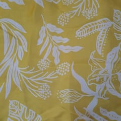 Yellow Colour Satin Printed Fabric