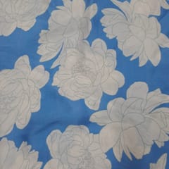Sky Blue Colour Satin Printed Fabric