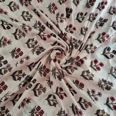 Baby Pink Colour Pure Dupion Silk Printed Fabric