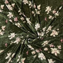Mehendi Green Colour Pure Velvet Printed Fabric