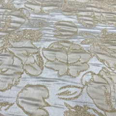 White Colour Semi Brocade Fabric