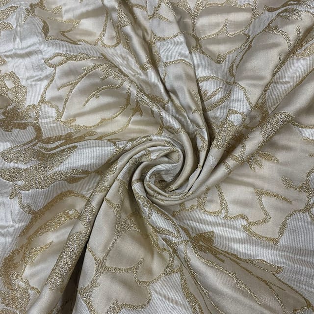 White Colour Semi Brocade Fabric
