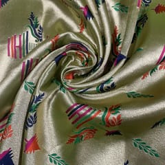 Green Colour Semi Brocade Fabric
