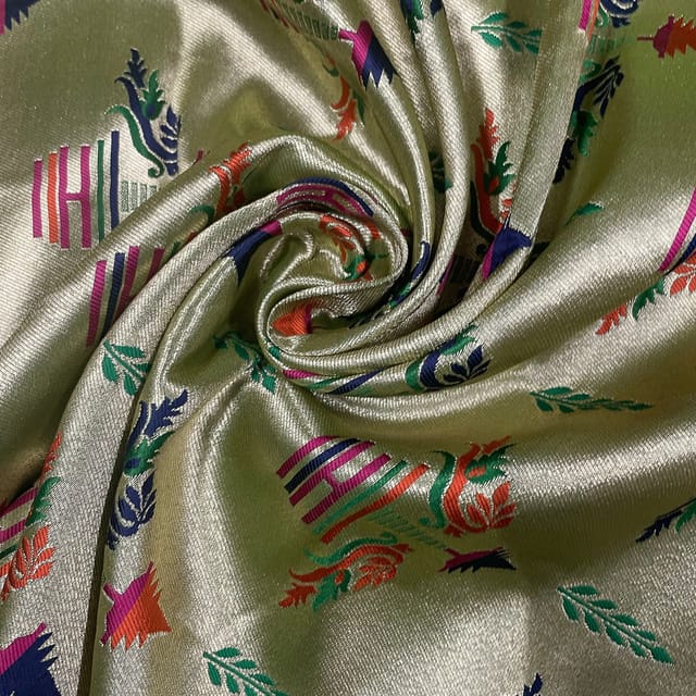 Green Colour Semi Brocade Fabric
