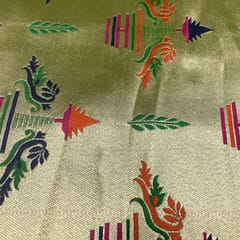 Green Colour Semi Brocade Fabric