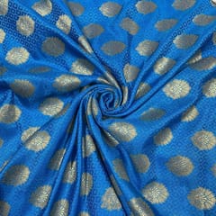 Blue Colour Semi Brocade Fabric