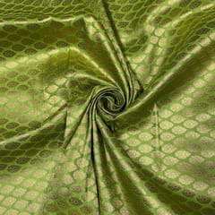 Parrot Green Colour Semi Brocade Fabric