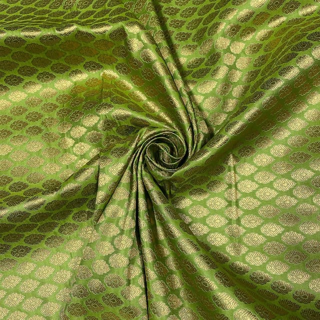 Parrot Green Colour Semi Brocade Fabric