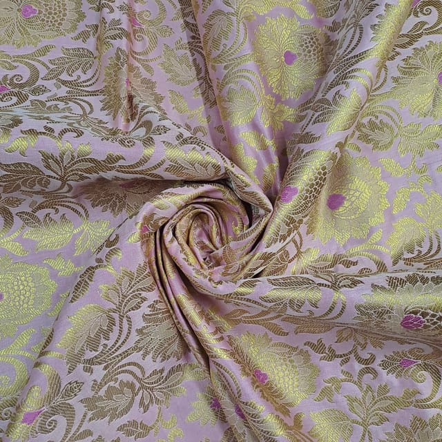 Baby Pink Colour Semi Brocade Fabric