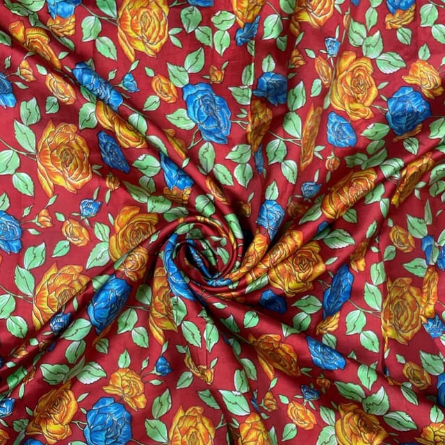 Multi Colour Pure Silk Printed Fabric