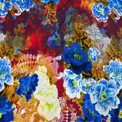 Multi Colour Crepe Printed Fabric
